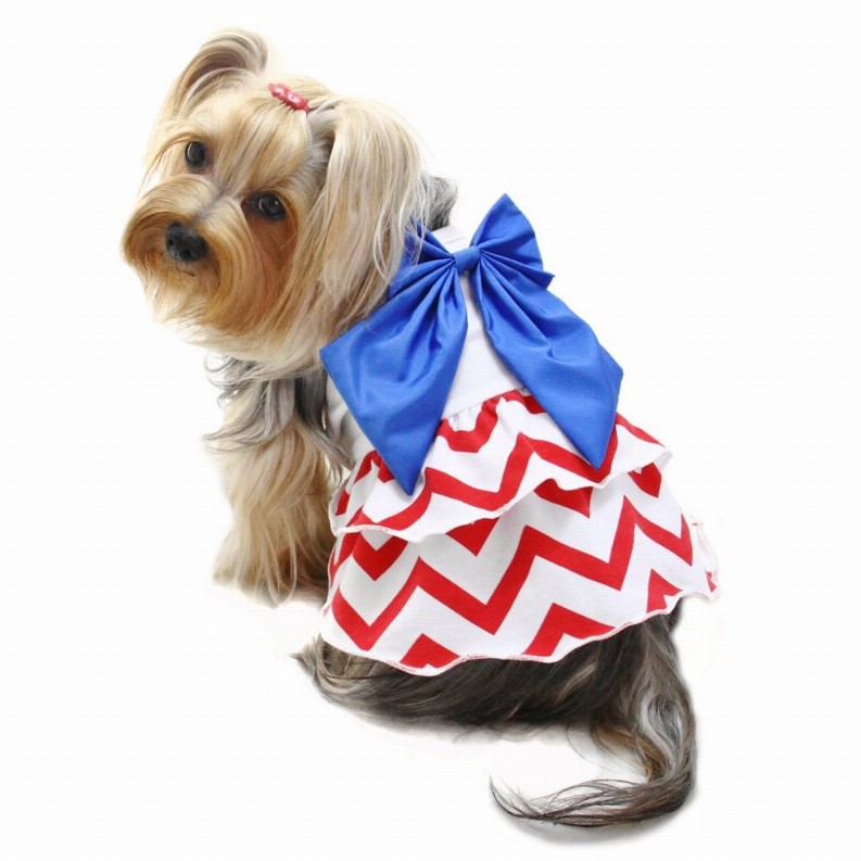 Patriotic Red/White/Blue Large Bow Sundress - XS
