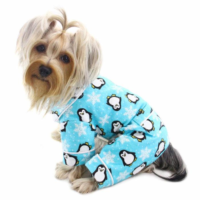 Penguins & Snowflake Flannel PJ with 2 Pockets - XS Turquoise