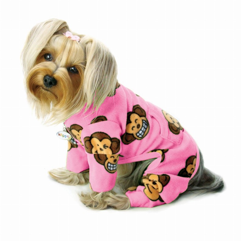 Silly Monkey Fleece Turtleneck Pajamas - Medium Pink