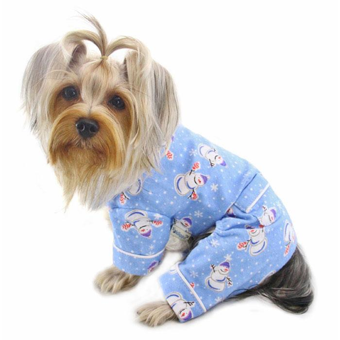 Snowman & Snowflake Flannel Pajamas with 2 Pockets - Medium Light Blue