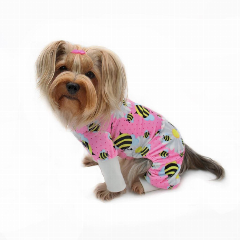 Ultra Soft Plush Minky Bumblebee & Flower Pajamas - XS Pink
