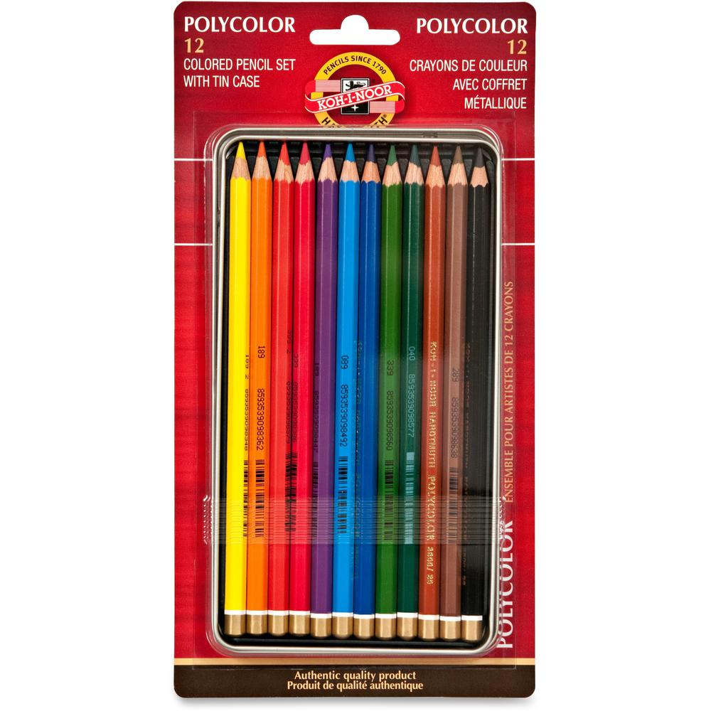 Koh-I-Noor Polycolor Colored Pencils Set - 3.8 mm Lead Diameter - Assorted Lead - Cedar Barrel - 12 / Set