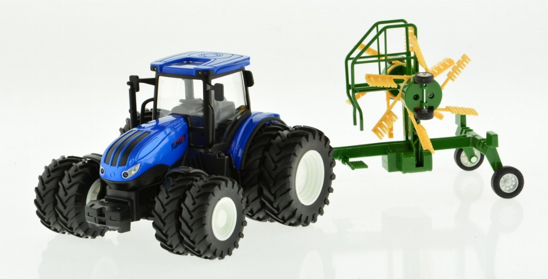 RC Farm Tractor - Metal Part - Blue 8 Wheels w/ Trailer 1 Blue