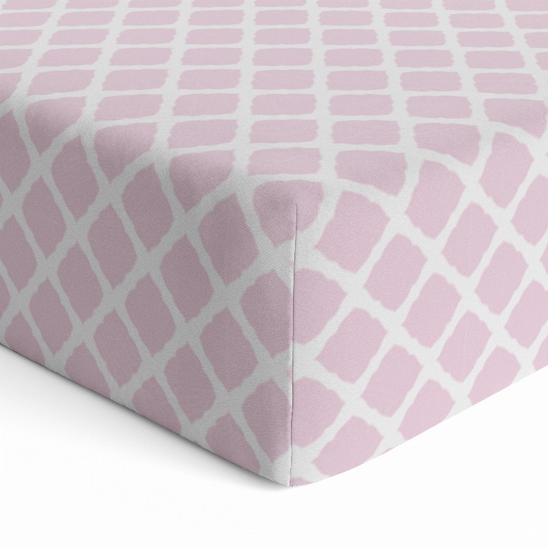B & N Fitted Crib Sheet - Pink Lattice