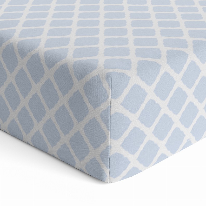 B & N Fitted Crib Sheet - Blue Lattice