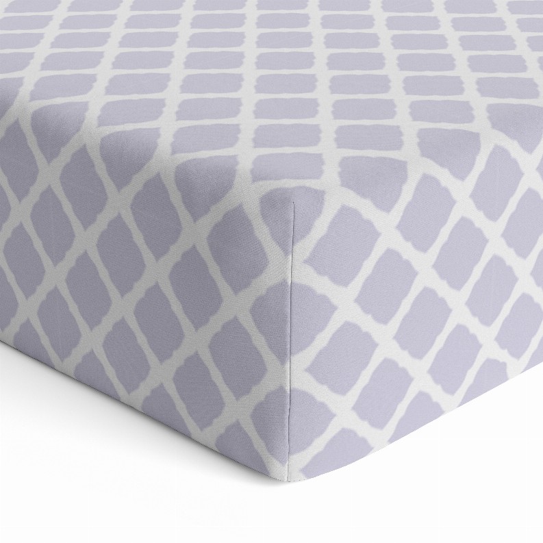 B & N Fitted Crib Sheet - Lilac Lattice