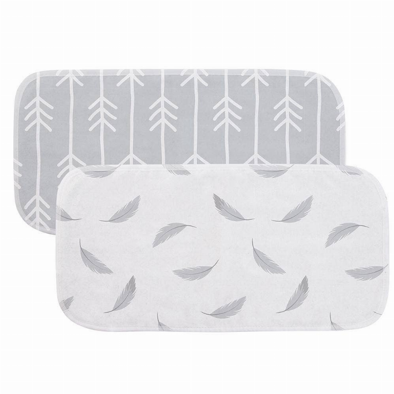 Burp Pads Flannel 2Pk - Grey One Direction / Grey Feather
