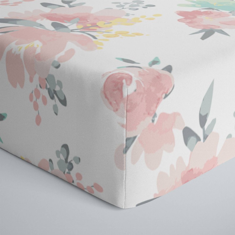 Crib Sheet Percale - Multi Watercolour Flowers