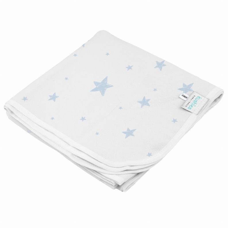 Flannel | Receiving Blanket - Blue Scrible Star