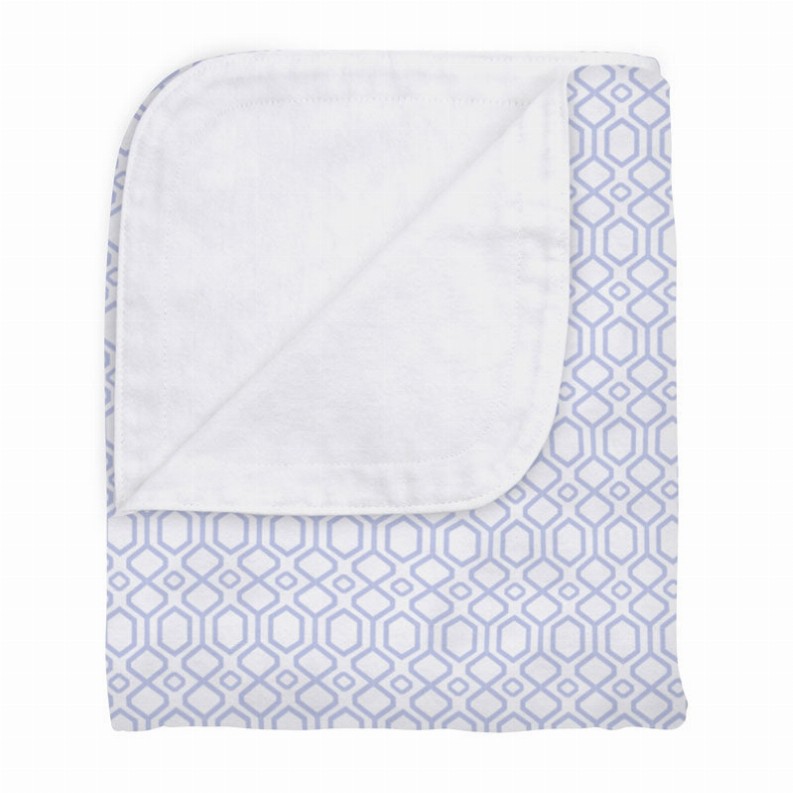Flannel | Reversible Crib Blanket - 42x46 Blue Octagon
