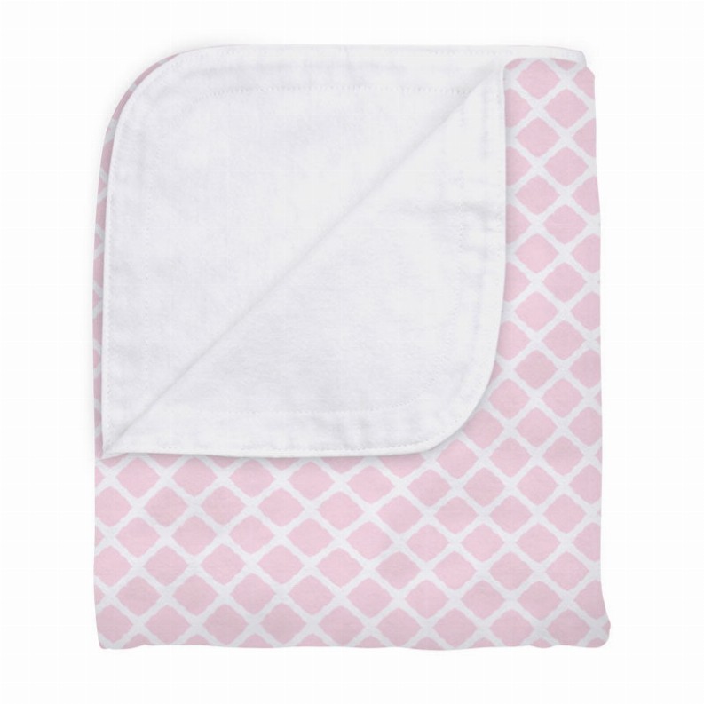 Flannel | Reversible Crib Blanket - 42x47 Pink Lattice