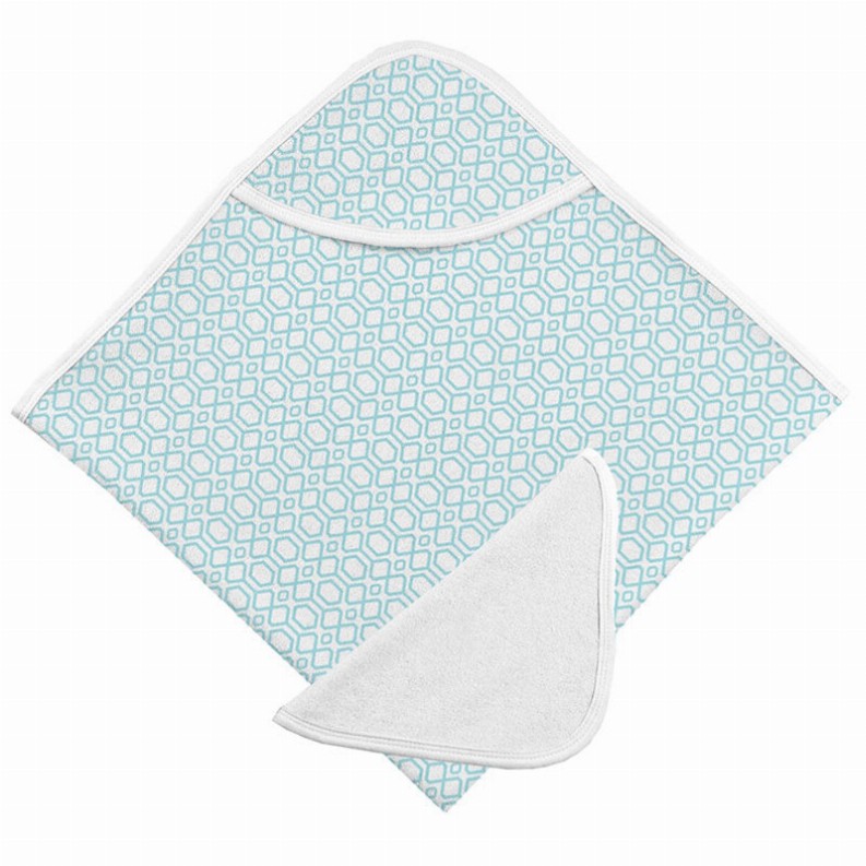 Hooded Bath Towel/Face Cloth - Turqoise Octagon