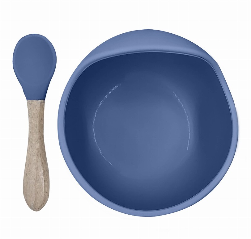 Siliscoop Bowl & Spoon - Mineral Blue