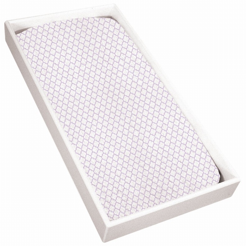 Terry Change Pad Sheet - White/Lilac Ornament