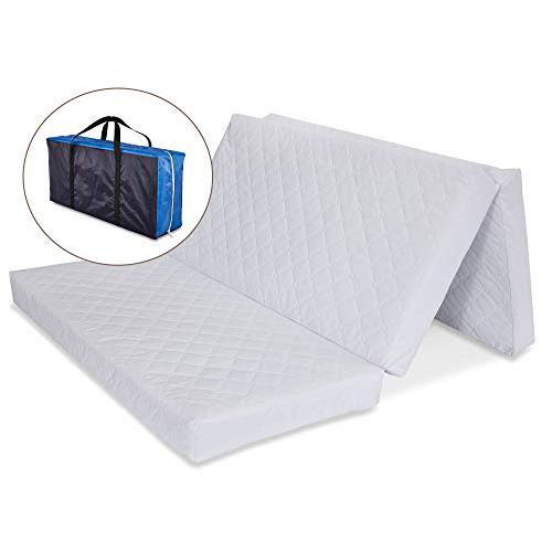 Multi-Use Waterproof Folding Portable Crib Mattress/Play Mat with Travel Carry Case, 1.5"