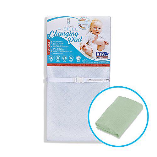 [Combo Pack] 4-Sided Waterproof Diaper Changing Pad, 30" with Bonus Washable Mint Terry Cover