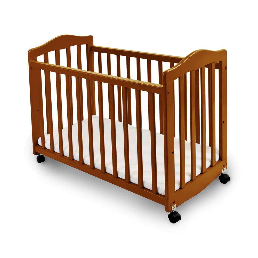 2-in-1 Convertible Cradle & Mini Crib with Mattress, Pecan