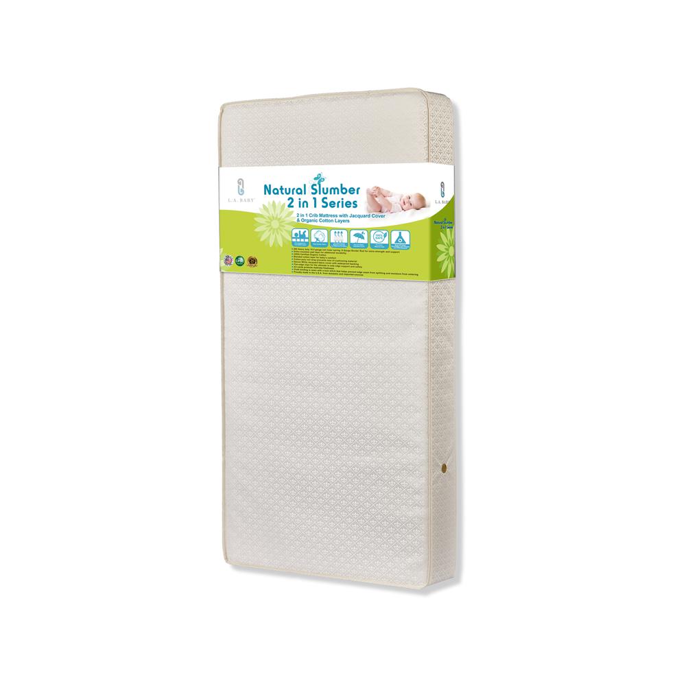 Naturally Superior 2-in-1 Dual Sided Spring Crib & Toddler Mattress with Organic Cotton Layers & Waterproof Cover