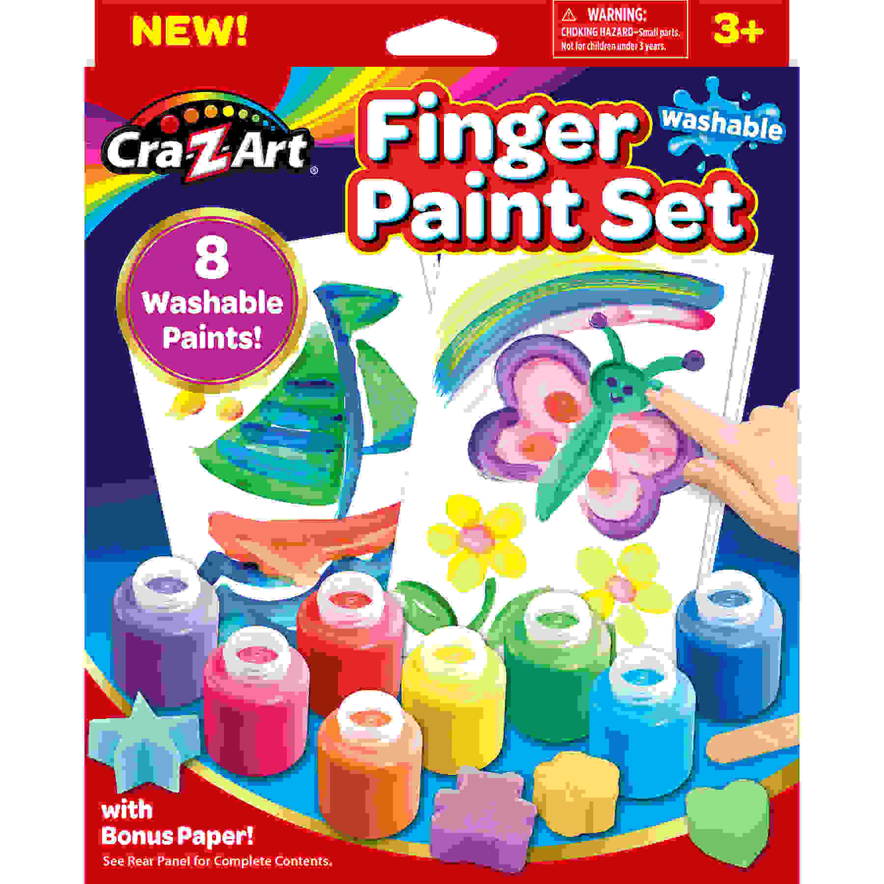 Washable Finger Paints Set, 8 Colors