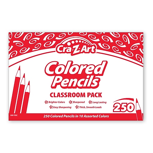 Colored Pencil Classroom Pack, 10 Colors, Box of 250