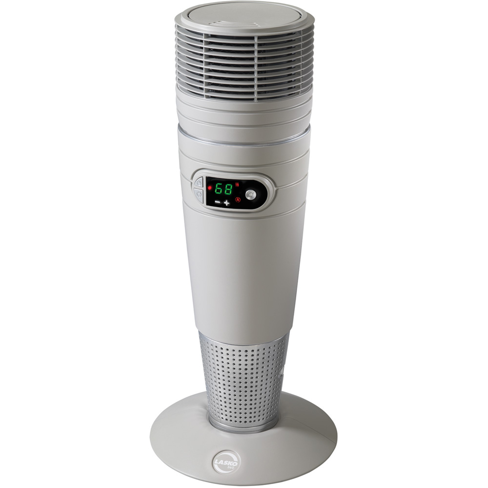 Full-Circle Warmth Ceramic Heater with Remote Control, Gray