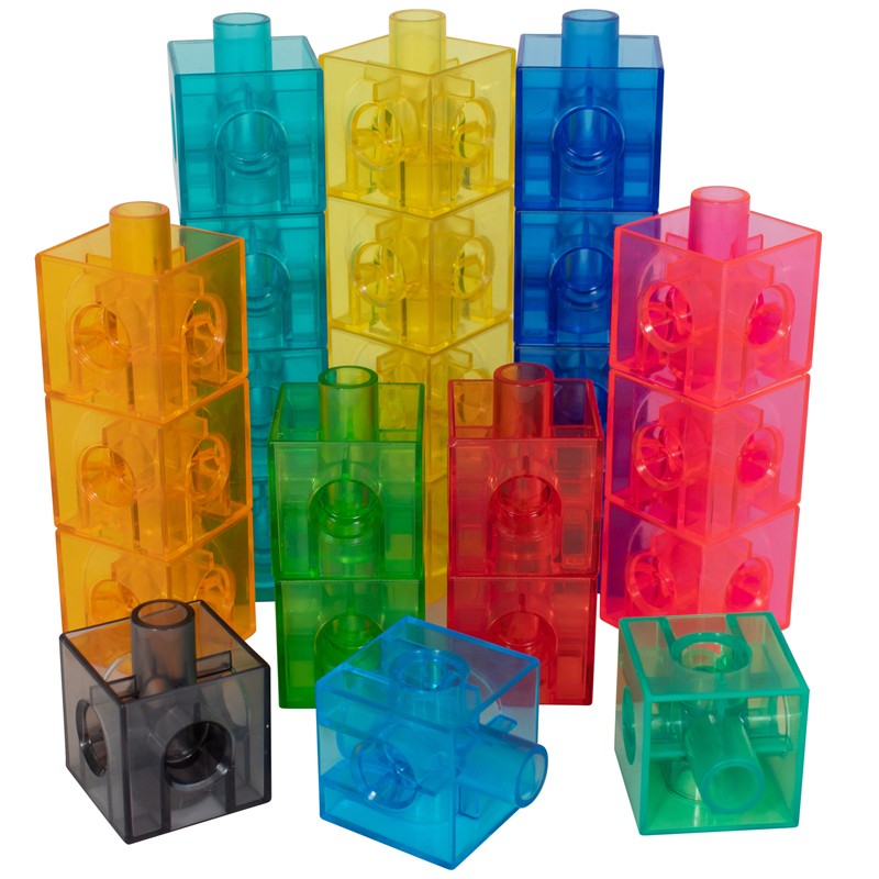 Translucent Linking Cubes - Construction Toy for Early Math - Set of 100 - 0.8 Inch - Light Table Toy - Elementary + Preschool L