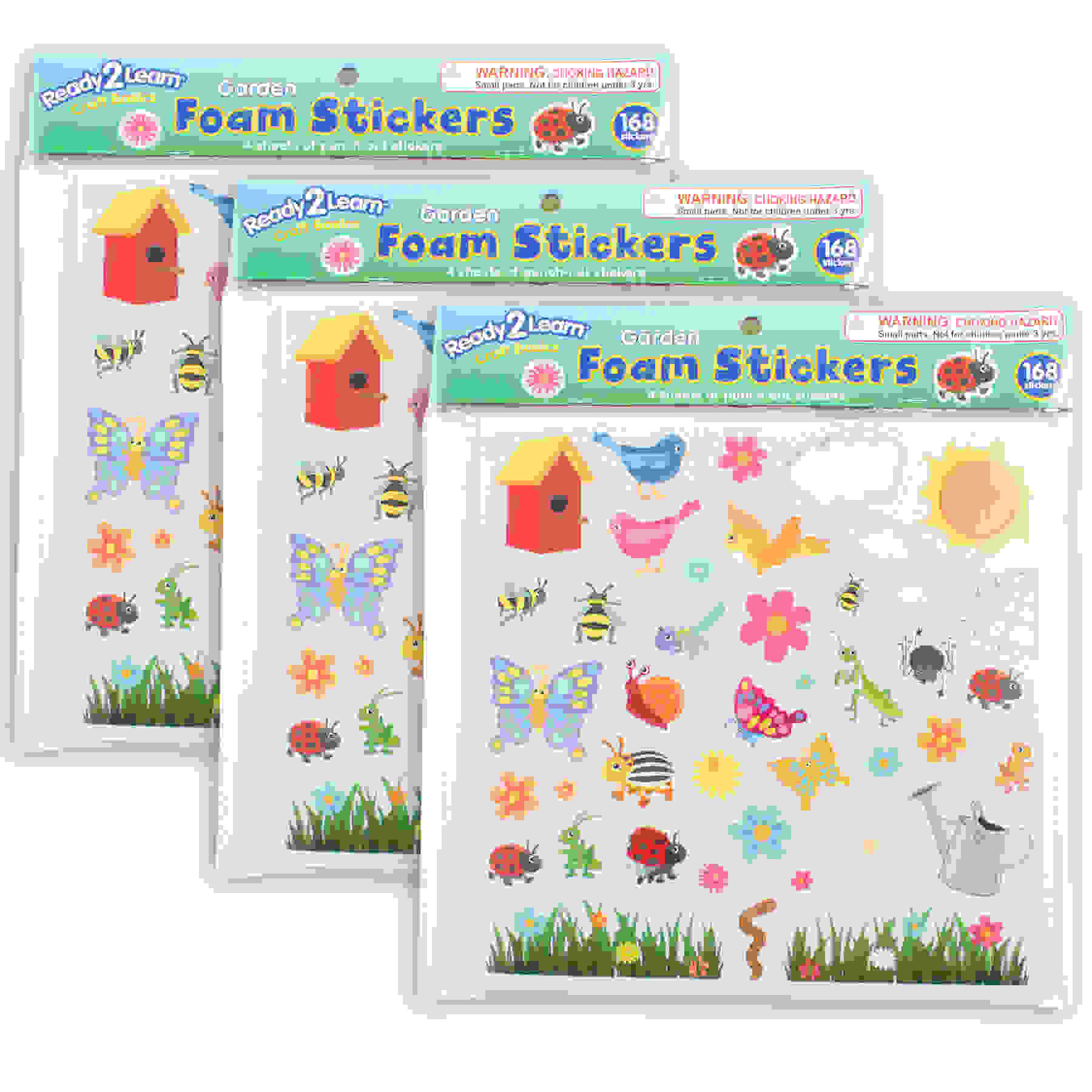 Foam Stickers, Garden, 168 Per Pack, 3 Packs