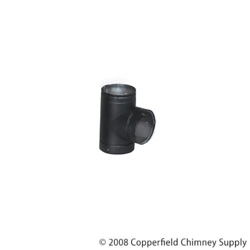 6" Security Double-Wall Black Stovepipe Tee With Cover