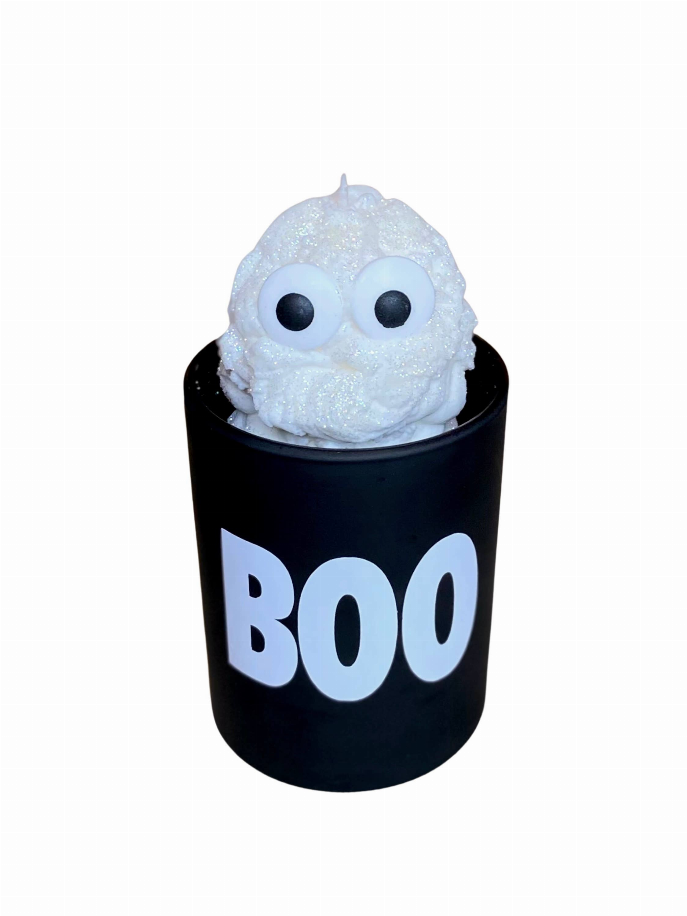 BOO Ghost Spooky Whipped Cream Vegan Fall Scented Soy Candle