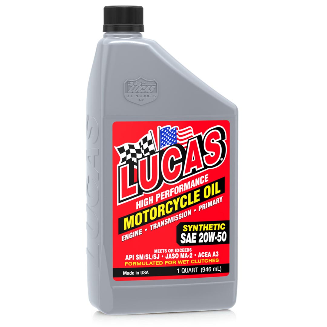 Lucas Oil Synthetic SAE 20W-50 Motorcycle with Moly - 1 Quart