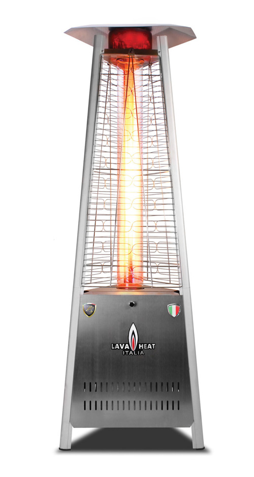 The Lava Heat Italia A-Line 6 foot Commercial Flame Tower Heater, Manual Ignition, Stainless Steel Finish, Natural Gas