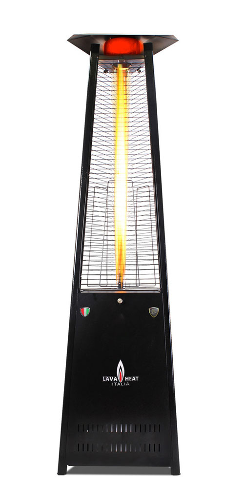 The Lava Heat Italia A-Line 8 foot Commercial Flame Tower Heater, Manual Ignition, Hammered Black Finish, Liquid Propane