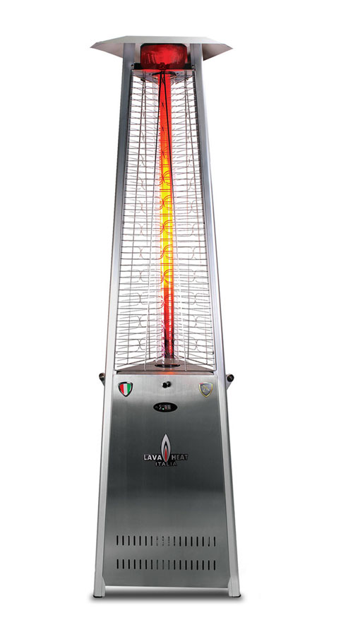 The Lava Heat Italia A-Line 8 foot Commercial Flame Tower Heater, Electronic Ignition, Stainless Steel Finish, Natural Gas