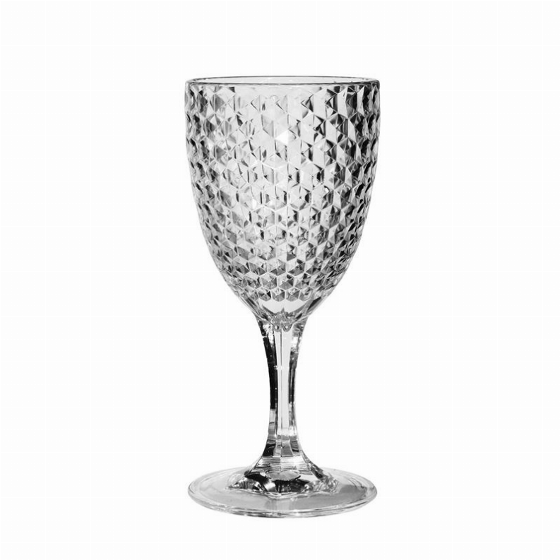 Acrylic Diamond Cut Wine Glass - Clear 12 oz. Set of 4