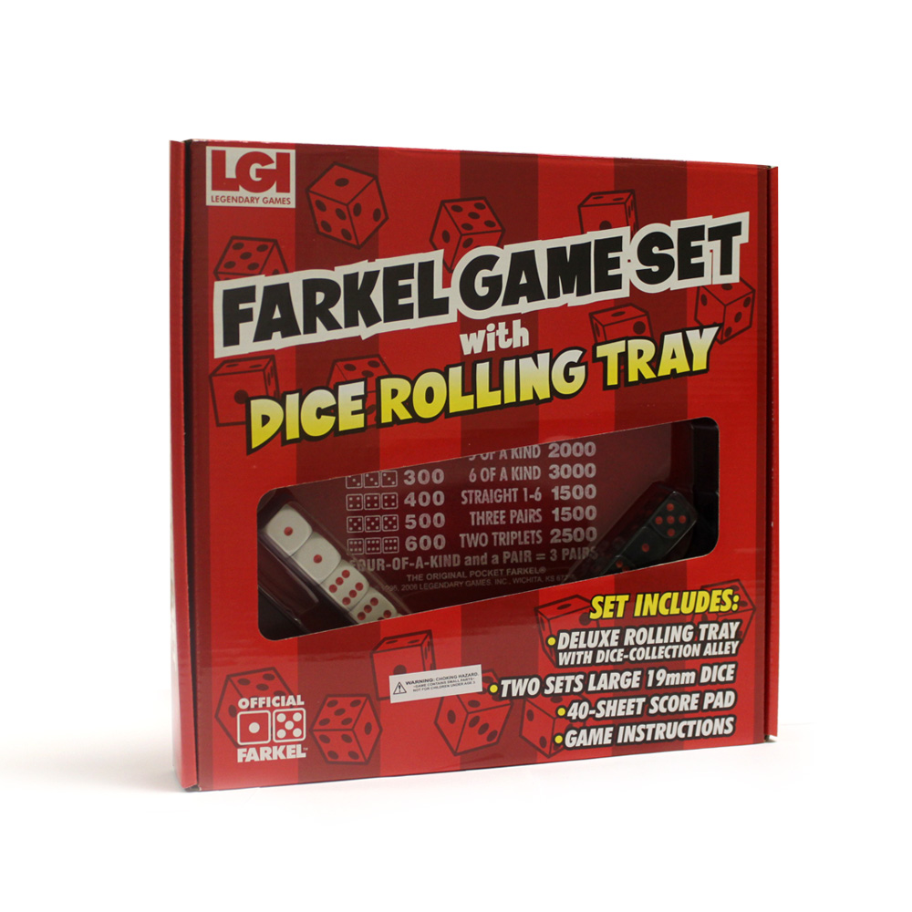Farkel Game Set with Dice Rolling Tray 