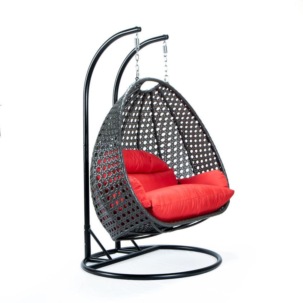 LeisureMod Charcoal Wicker Hanging 2 person Egg Swing Chair ESCCH-57R