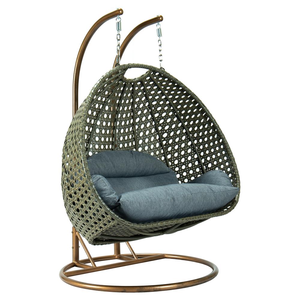 LeisureMod Wicker Hanging 2 person Egg Swing Chair