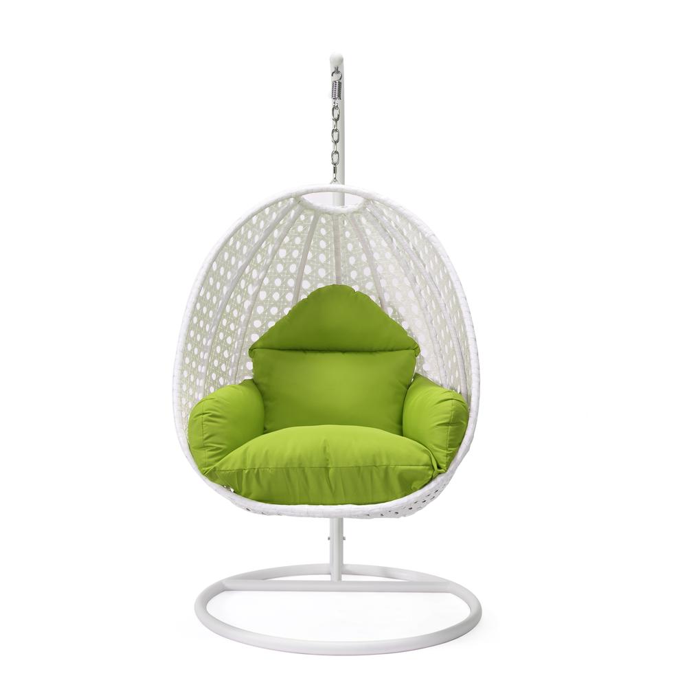 LeisureMod Wicker Hanging Egg Swing Chair, Light Green color