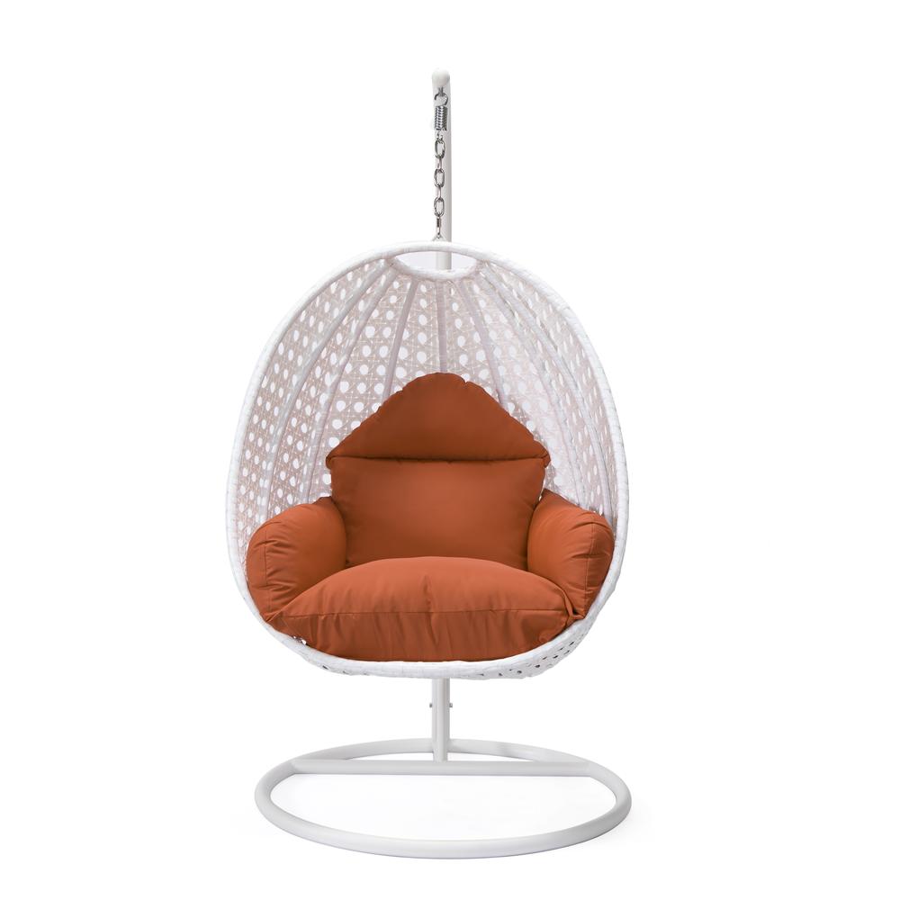 LeisureMod Wicker Hanging Egg Swing Chair, Orange color