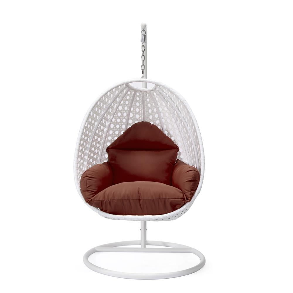 LeisureMod Wicker Hanging Egg Swing Chair, Dark Green