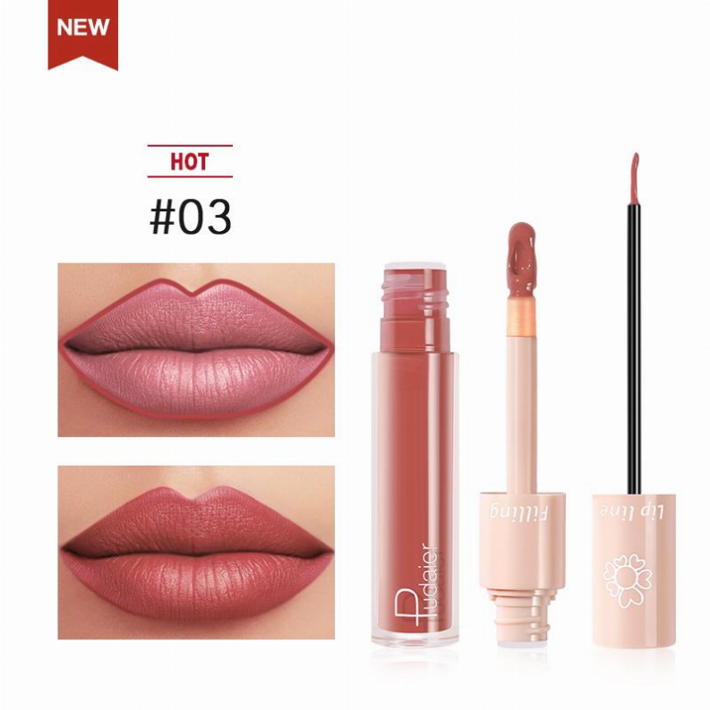 2020 New Pudaier Duo Lip Liner & Matte Liquid Lipstick - #03 Brownish Red