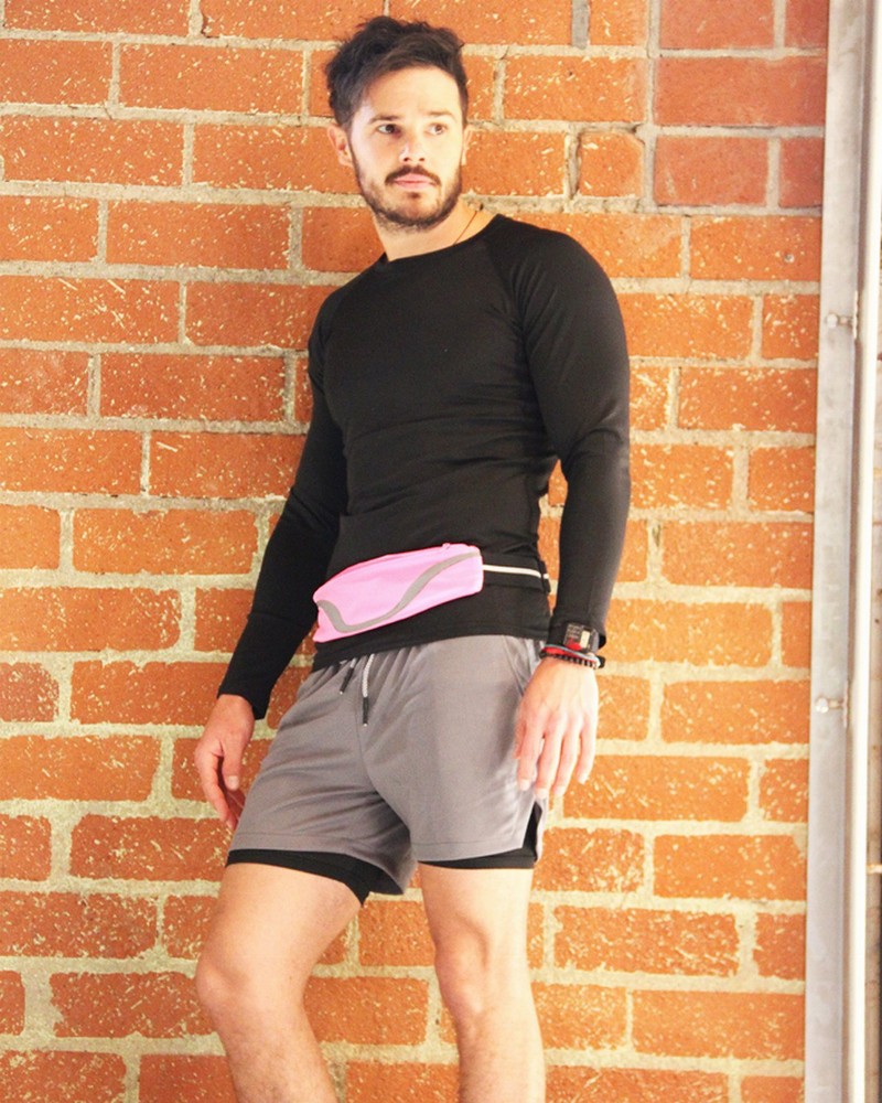 Rhythm Water-Resistant Sport Waist Pack Running Belt with Reflective Strip - Pink
