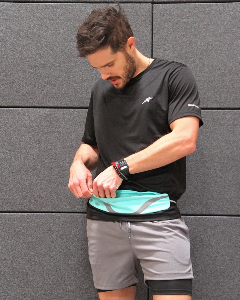 Rhythm Water-Resistant Sport Waist Pack Running Belt with Reflective Strip - Aqua Blue