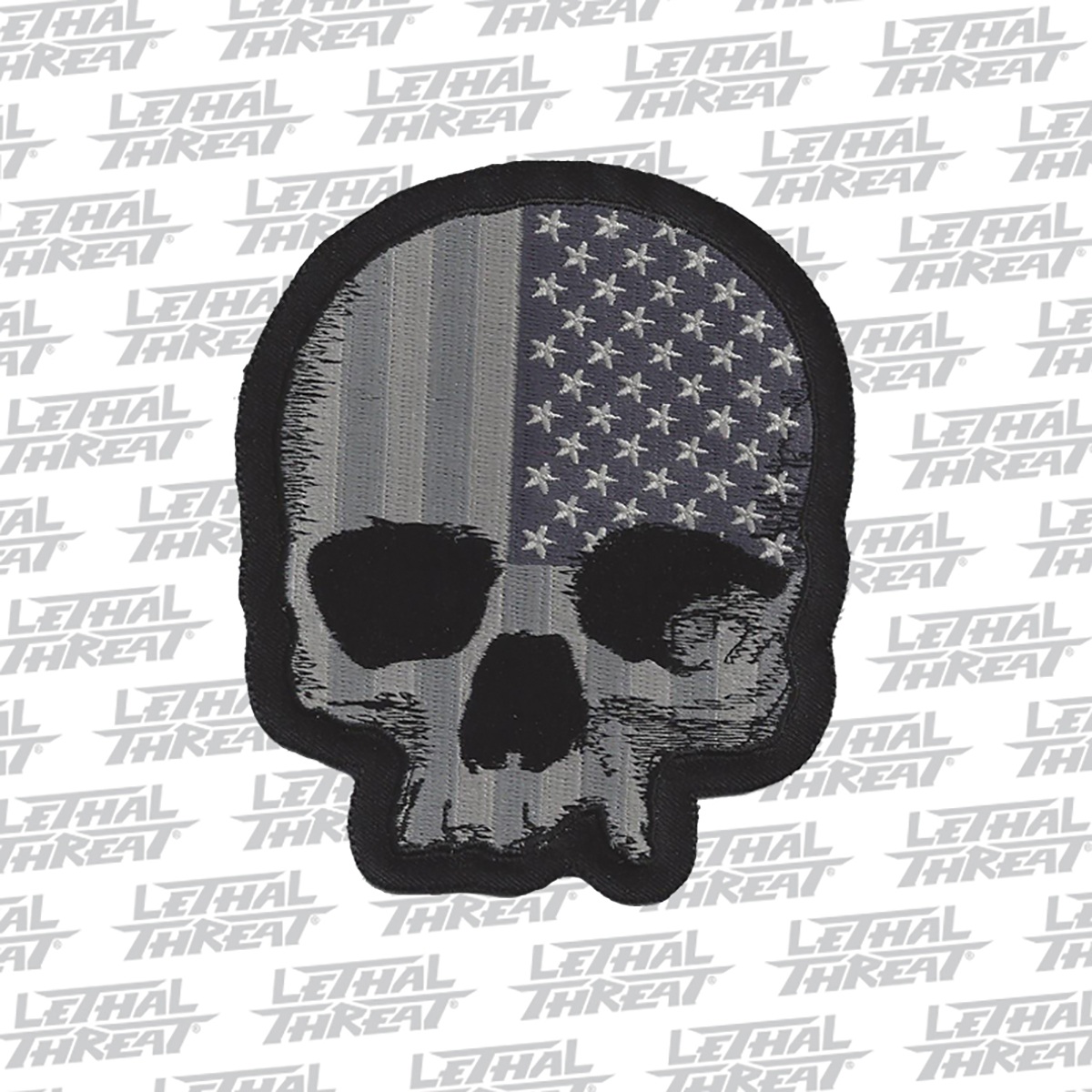 USA Gray Skull Embroidered Patch