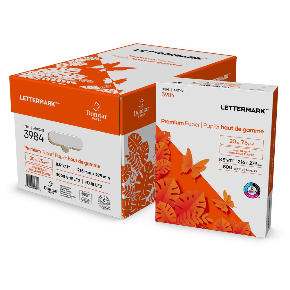 Lettermark Premium Paper - White - 96 Brightness - Letter - 8 1/2" x 11" - 20 lb Basis Weight - 75 g/m² Grammage - 5000 / C