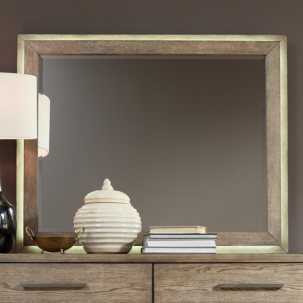 Lighted Mirror Contemporary Brown