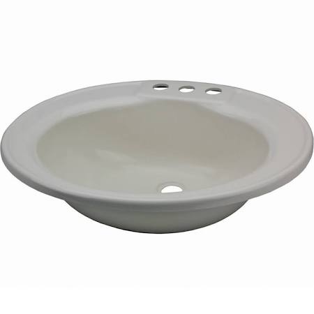 17In X 20In Oval Lavatory Sink; 3 Faucet Holes - Parchment