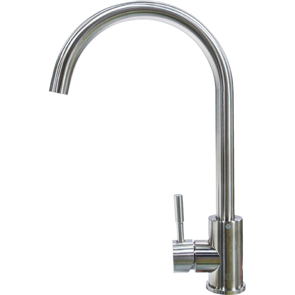 Stainless Steel Curved Gooseneck Faucet; Single Hole (Retail Box)