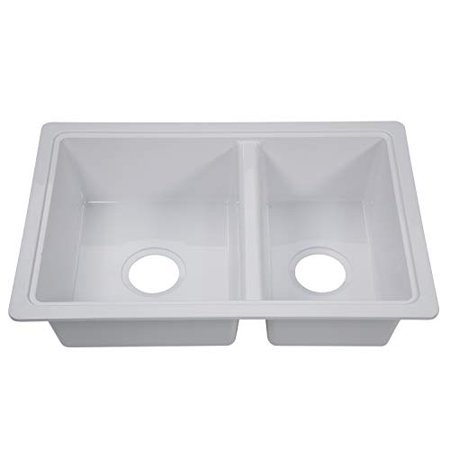 25In X 17In Double Bowl Sink - White