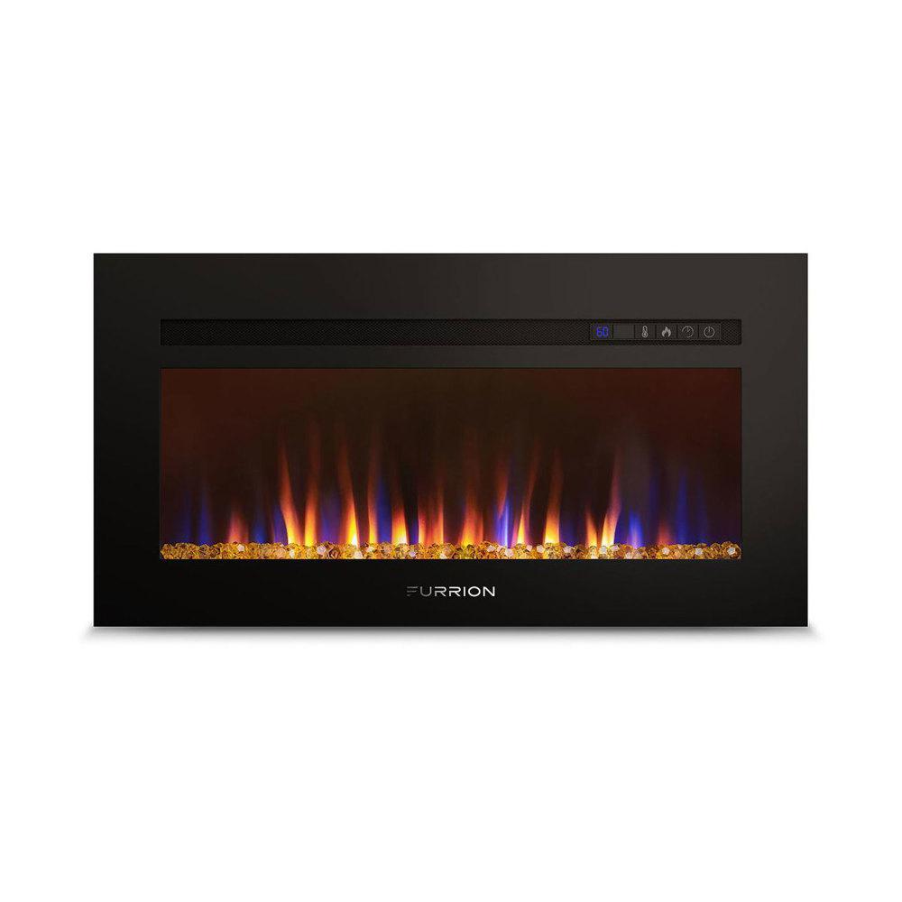 30IN BUILTIN ELECTRIC FIREPLACE W/CRYSTAL FLAME EFFECTFLAT PANEL